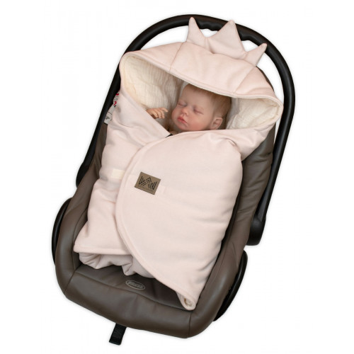 Zavinovacia deka s kapucňou Little Elite, 100 x 115 cm, Kralovská koruna - púdrovo ružová