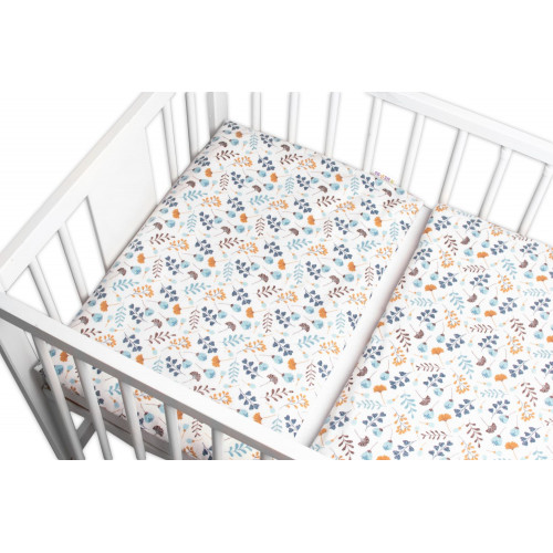 Povlečení do postýlky, 2D sada flanel - Louka, Baby Nellys, modrá/bílá