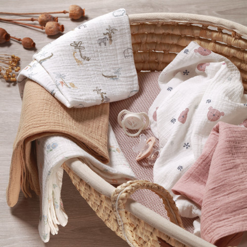 Mušelínové - super mäkké plienky BabyOno, 3ks - pudrová