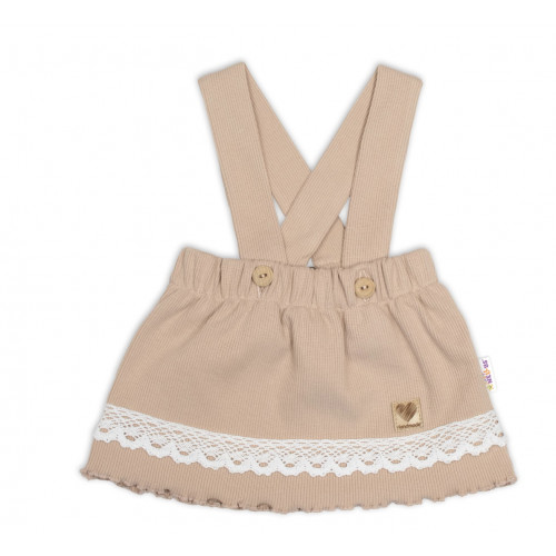 3D súprava LADY, bavlna, body kr. rukáv, suknička s láclom, čelenka, béžová/biela, 62