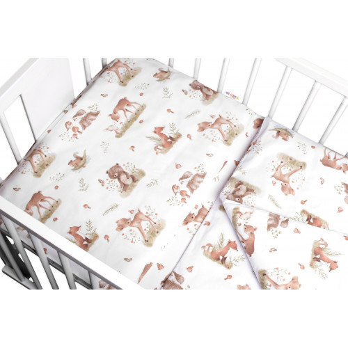 Mantinel s obliečkami, 3D sada - Roztomilé zvieratká, biela/hnedá, veľ. 135x100 cm