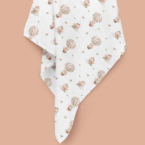 Luxusná osuška, plienka 110x110cm, bambusová, Veveričky