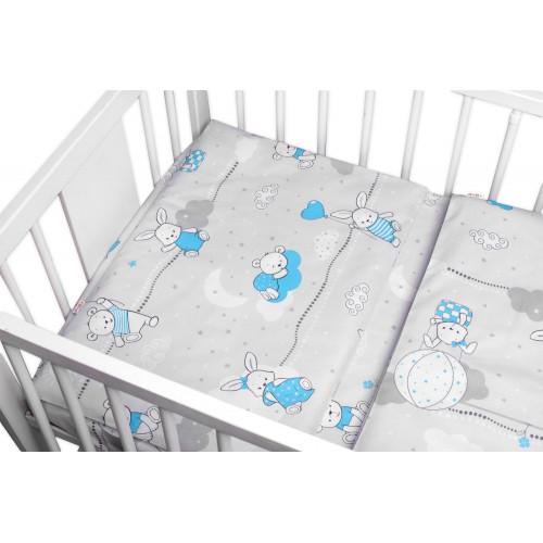 Mantinel s obliečkami Premium, Baby Nellys, 3D sada, Good night Animals, sivé BOY, 135x100