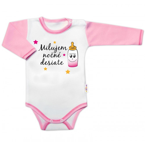 Body dlhý rukáv s vtipným textom Baby Nellys, Milujem nočné desiate, veľ. 62, holka