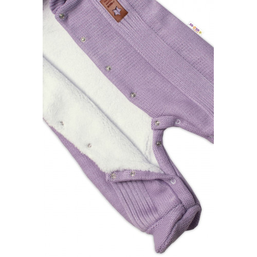 Baby Nellys Pletená kombinéza/overal LUX STAR s kožúškom - dvojvrstvová, slivková, veľ. 68