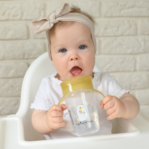 Nevylievajúci hrnček s úchytmi, I love mum Mummy 240 ml, transparentný/žltý