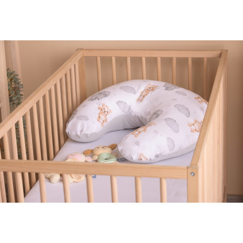 Dojčiace vankúš, podkova, mušelín, bavlna, Medvedík, šedý