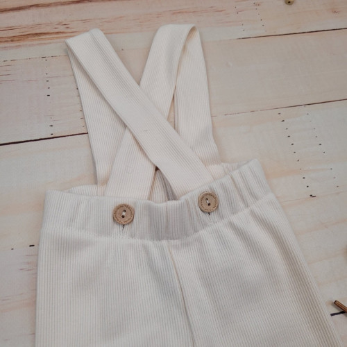 Rebrované rastúce legíny s trakmi na gombíky - smotanové