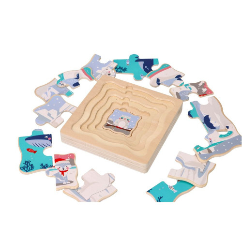 Adam Toys Drevené vrstvené puzzle Antarktída