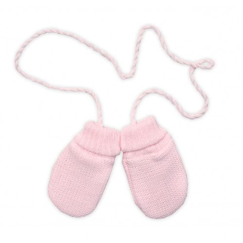 Baby Nellys Pletená čiapka so šálom a rukavičky 3v1, STAR - sv. růžová, 68/74
