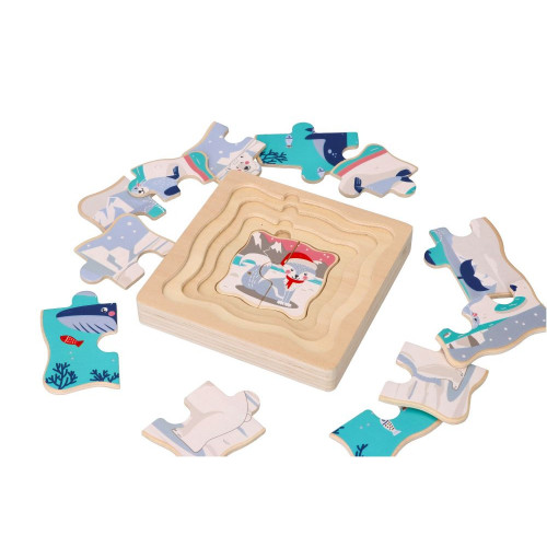 Adam Toys Drevené vrstvené puzzle Antarktída