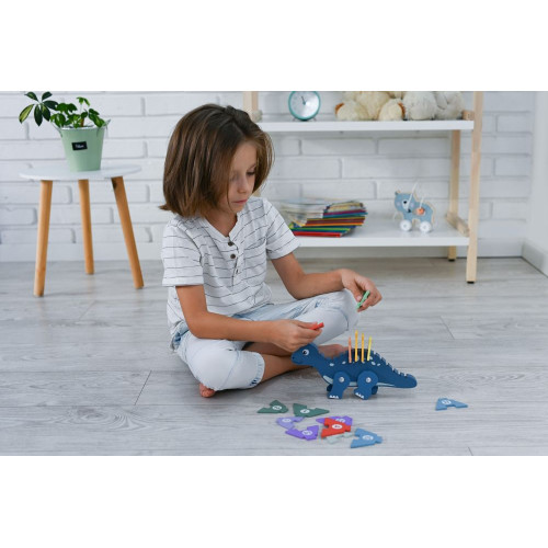 Edukačná hračka puzzle s číslami,  Dinosaurus - modrý