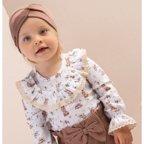 Body dlhý rukáv s čipkovým volánikom, Bunny, Nicol, krémové