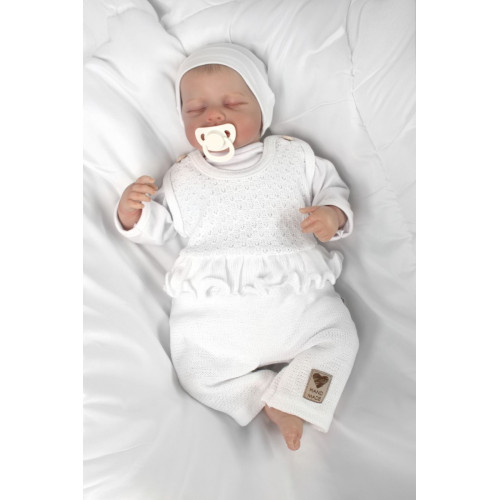 Pletené láclové nohavice Girl s volánikom, Baby Nellys, biele