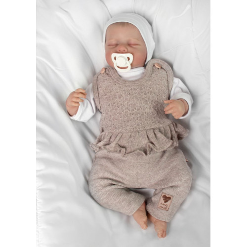 Pletené láclové nohavice Girl s volánikom, Baby Nellys, béžové, veľ. 74