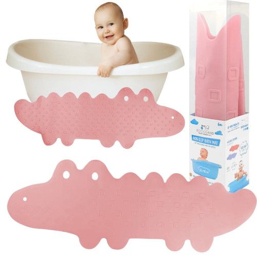 Protišmyková podložka do vane Krokodíl 33x90 cm, ružová