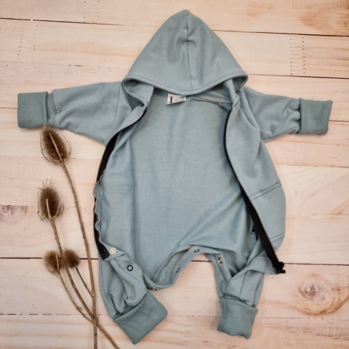 Detský teplákový overal s predĺženými nápletami, tm. mätová, veľ. 68