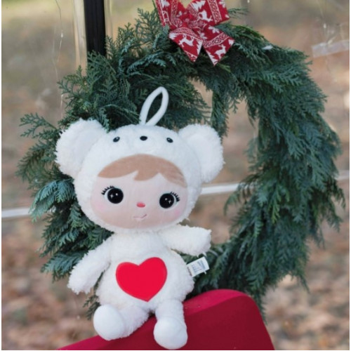 Metoo Handrová bábika Polárny medvedík Srdiečko, biela