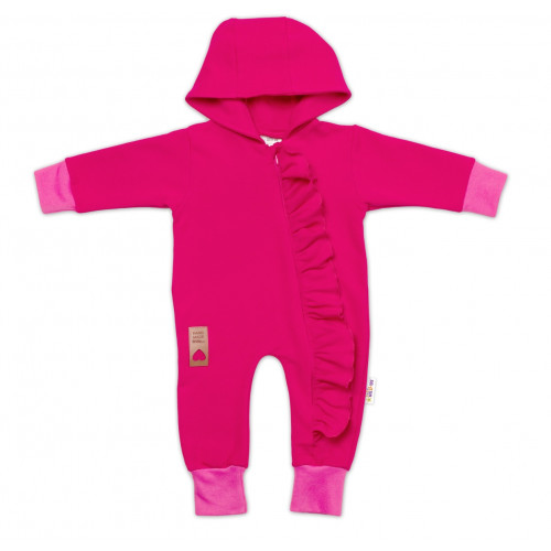 Teplákový overal s volánikom a kapucňou GIRL, Baby Nellys, amarant, veľ. 62