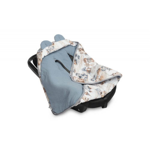 Zavinovačka 2v1 do autosedačky, kočíka, mušelín, bavlna - Dráčik modrý, jeans