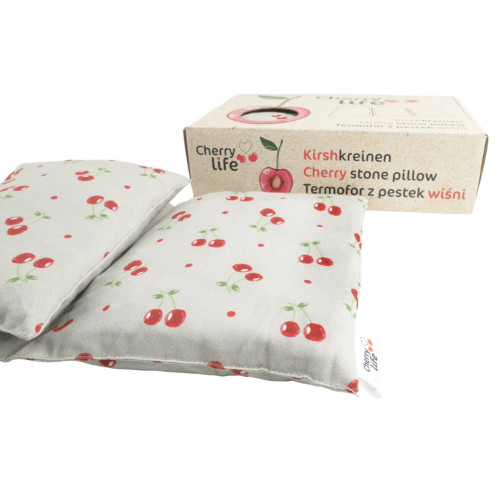 Trojkomorový nahrievací pás s čerešňovými kôstkami, termofor -  Cherry life, sivý