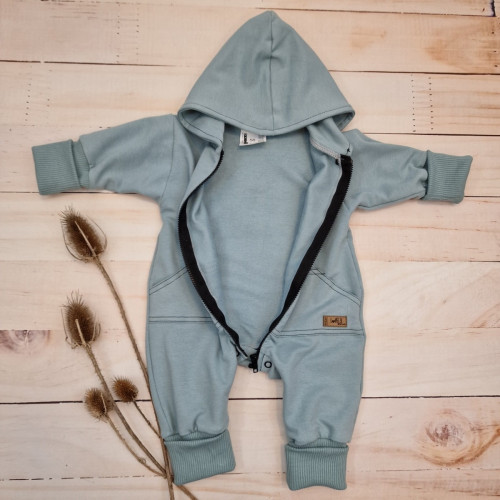 Detský teplákový overal s predĺženými nápletami, tm. mätová, veľ. 68