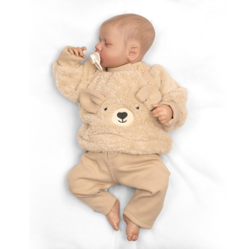 Rastúci chlupáčková mikina a nohavice Macko, 2D béžová