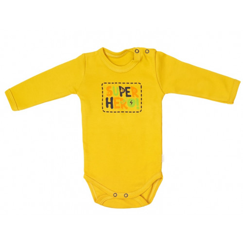 Mamatti Dojčenské body dlhý rukáv, Hero - horčicová, veľ. 80