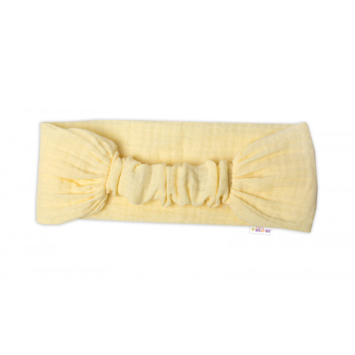 Baby Nellys Ľahká mušelínová čelenka Bandana, žltá
