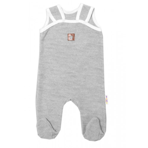 Baby Nellys 2-dielna súpravička Star, body dl. rukáv + pletené dupačky, sivé, veľ. 68