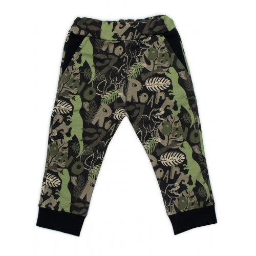 Štýlová bavlnená tepláková súprava G-baby, Dino - khaki/čierna