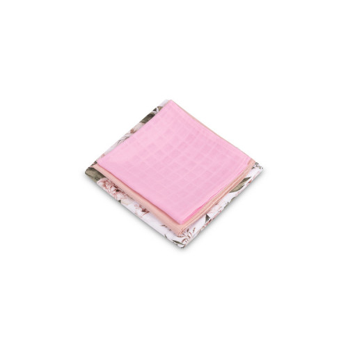 Mušelínové plienky 3 ks - sada rôznych veľkostí - Kvety ružové