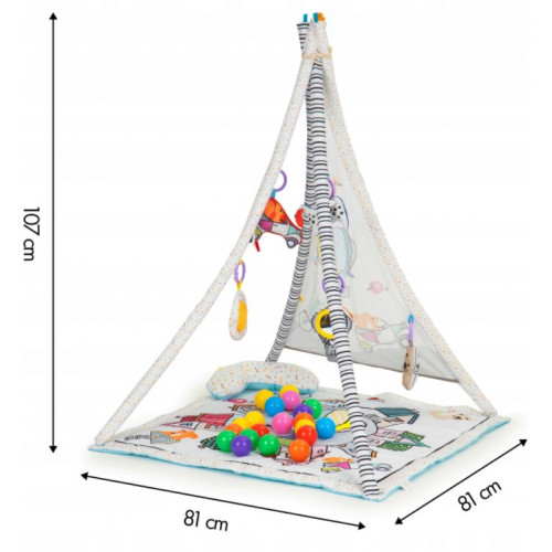 ECO TOYS Vzdelávacia deka 3v1 Týpí s loptičkami