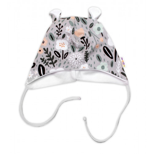Baby Nellys Dojčenská čiapočka s uškami na zaväzovanie - Palouček, mätová, veľ. 68/74