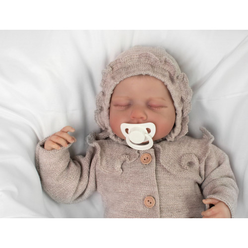 Pletená čiapočka na zaväzovanie bonetka Girl, Hand Made Baby Nellys, bežová