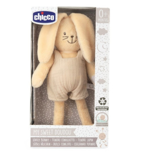 CHICCO plyšový zajko s hrkálkou My Sweet Doudou - krémový