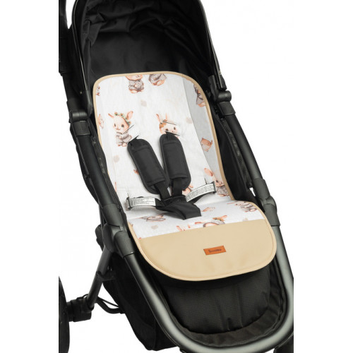 Vložka do kočíka, mušelín, Králičci, béžová