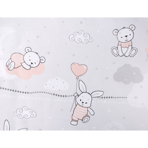 Mantinel s obliečkami Premium, 3D sada, Good night Animals, sivé GIRL, 120x90 cm