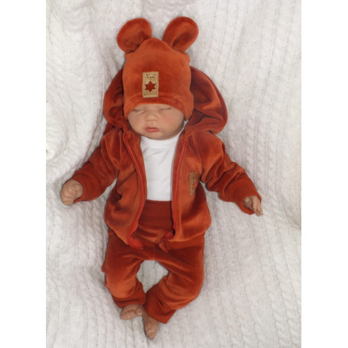 Z&Z Velúrová, semišková čiapočka s uškami, medená