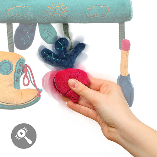 BabyOno Závesná edukačná hračka na kočík Garden Boy - zelená