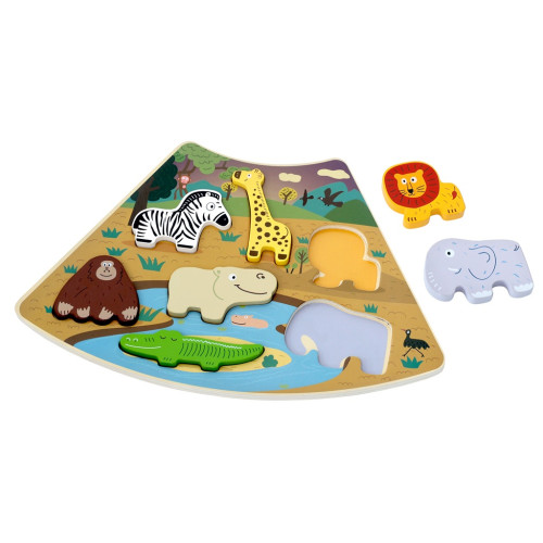 Drevené puzzle Safari prepojiteľné, 7 dielov