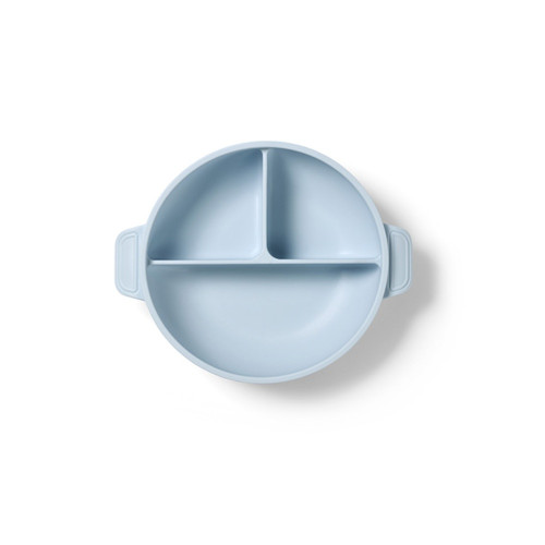 Silikónová miska s prísavkou a viečkom - modrý