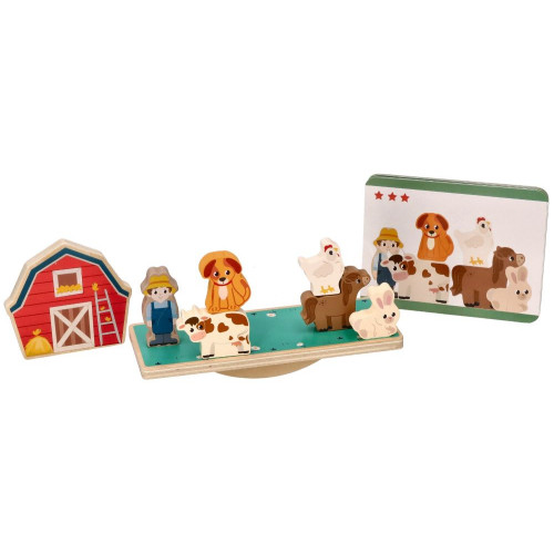 Drevená balančná hra, puzzle - Farma so zvieratkami