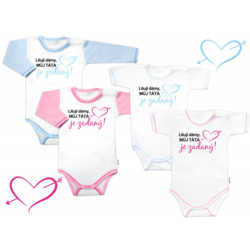 Body dl.rukáv s vtip. textom Baby Nellys, Lituji dámy, můj táta je zadaný, veľ. 86