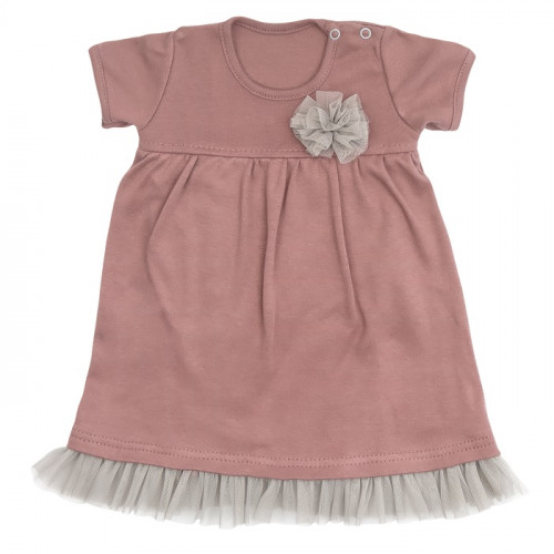 Mamatti Dojčenské šaty s tylom, kr. rukáv, Happy - vínová, veľ. 80