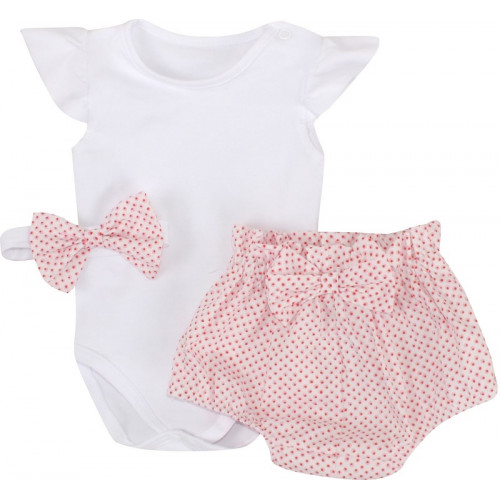 Z & Z 3-dielna sada body Kr. rukáv, kraťasky, čelenka s mašľou - ružová, biela, veľ. 80
