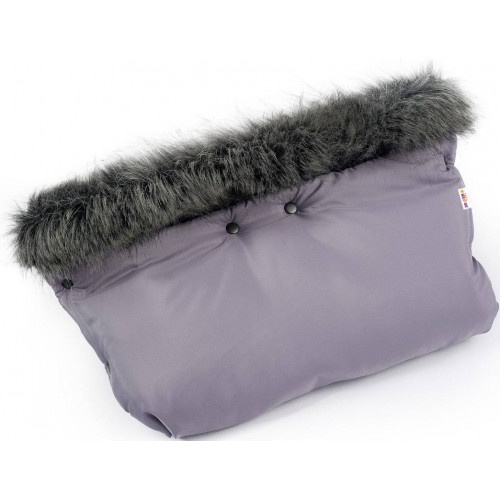 Zimný fusak s kožušinou + rukávnik zadarmo, Baby Nellys, 50 x 100cm, sivý