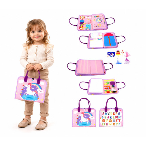 Senzoická aktivity kniha Jednorožec II – motorická látková kniha pre deti, 2Kids Toys