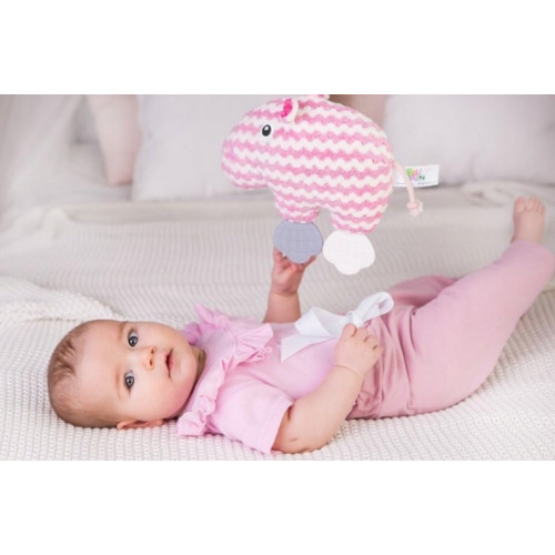 Bali Bazoo Závesná hračka na kočík Hrošík, ružová/biela