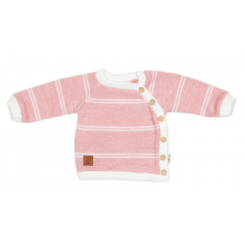 Pletená sada pre bábätko s jemným prúžkom 2D, lux - růžová, biela